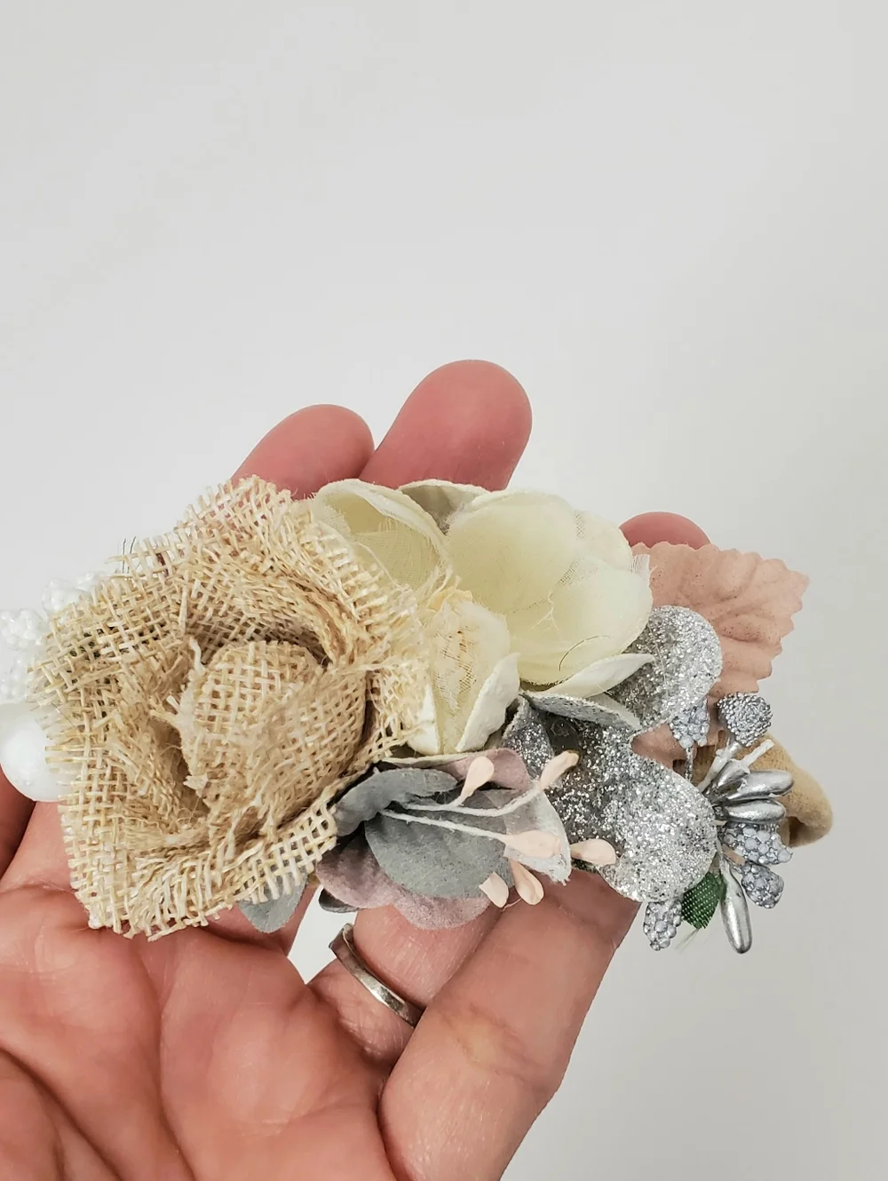 Floral Baby Nude Nylon Headband Set 3 Neutral Cream, Blush & Sage Newborn